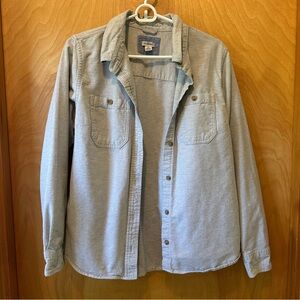 L.L. Bean Gray Casual Button Down Shirt Relaxed Fit